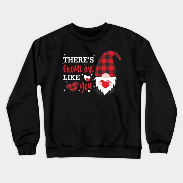 There's Gnome One Like you , Valentine's Day , Gnomes , Valentine Clipart, Valentine Gnomes ,Valentine Shirt Design, Plaid Crewneck Sweatshirt by maliGnom